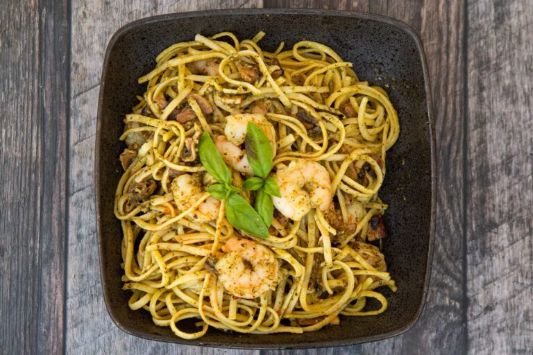 Goli Menu Items - Linguine Shrimp Pesto