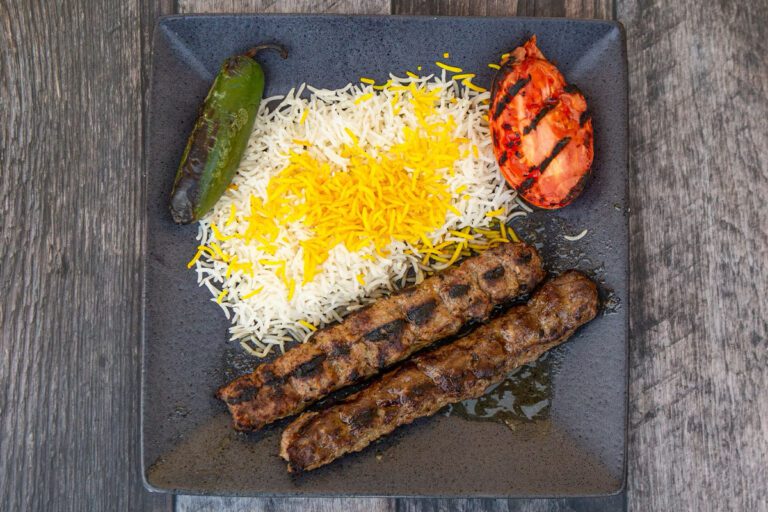 Goli Menu Items - Sirloin Beef Kabob Platter